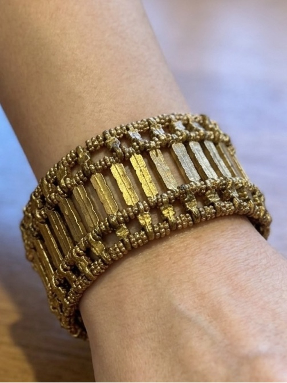 Handcrafted Artisanal Brass Ladder Cuff Bracelet